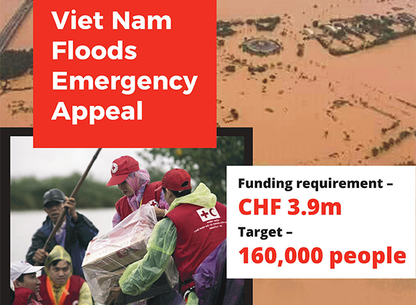 Quốc tế kêu gọi huy động 3,9 triệu Franc Thụy Sĩ trợ giúp 160.000 người dân Việt Nam bị ảnh hưởng mưa lũ